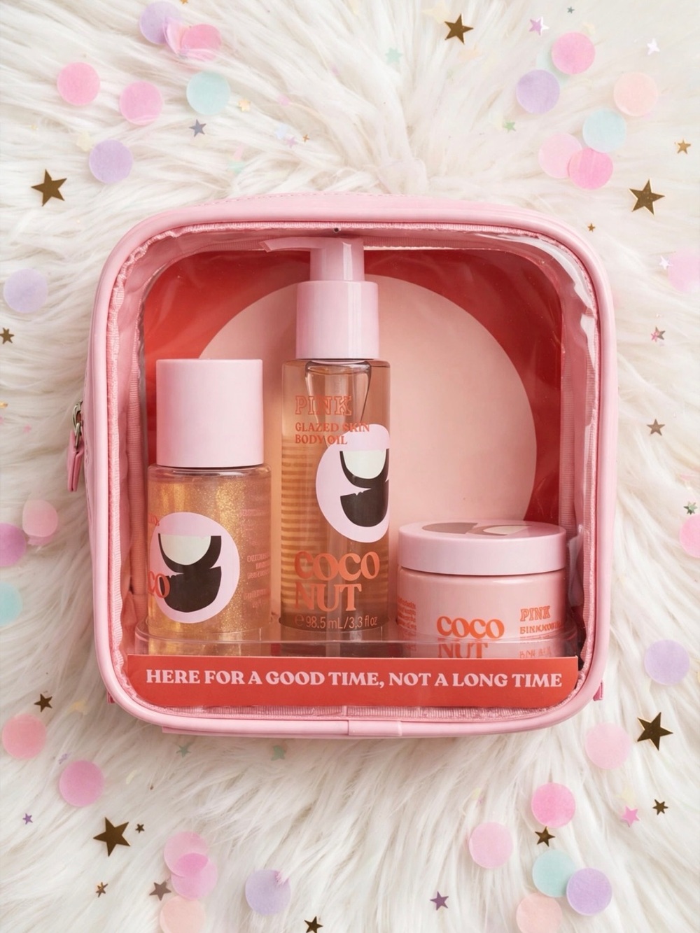 PINK Victoria's Secret Pink Coconut Glow Oil & Balm Travel Set